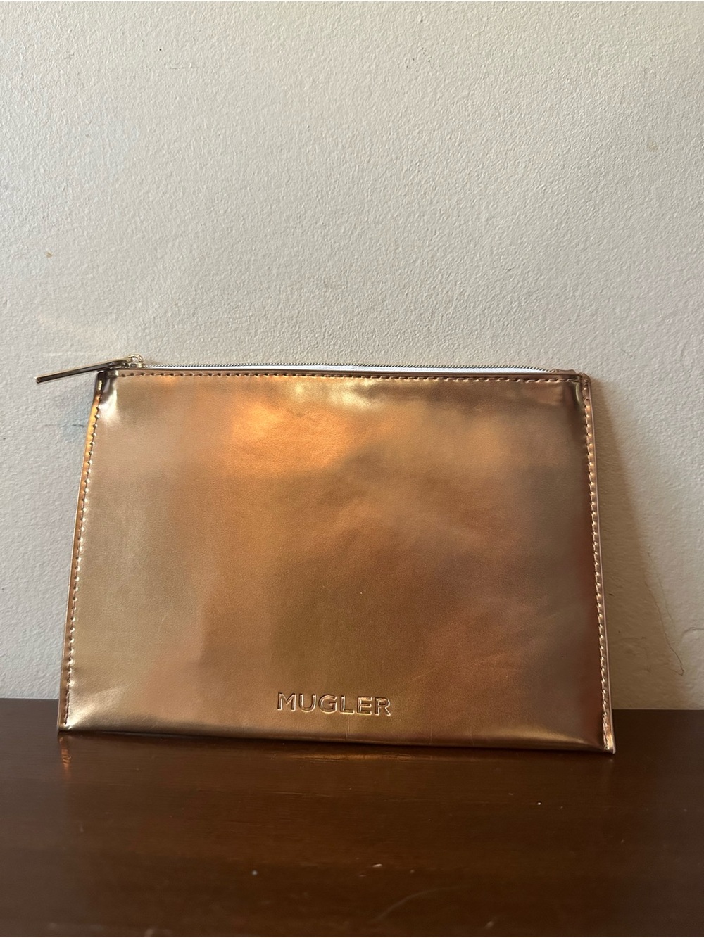 Mugler Alien Goddess Intense Metallic Rose Gold Pouch Clutch